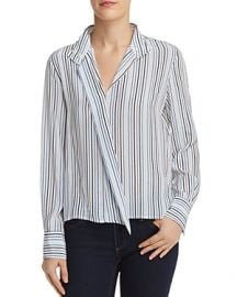 FRAME Cravat Striped Silk Top at Bloomingdales